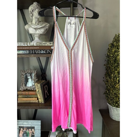 Pitusa Inca Mini Dress Cover Up Pink Ombre Size Standard Medium-XL - Picture 1 of 5